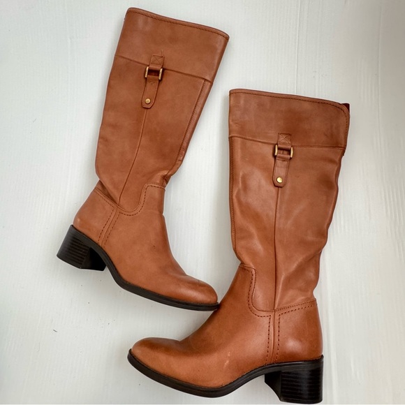 Franco Sarto Lizabeth Tan Leather Heeled Boots size 6.5 - Picture 4 of 10